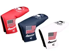 パターカバー ヘッドカバー スコッティーキャメロン オデッセイに適合 マジックテープ開閉式 アメリカ刺繍 ピンタイプ 青 白 赤