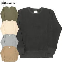 ブラック クルーネック ヘビーウェイト サーマルシャツ JU062YN ロンT 長袖 厚手 丸首 メンズ 長袖 ロングリーブ カットソー