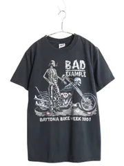 【お得なクーポン配布中!】 00s デイトナビーチ 両面 イラスト プリント Tシャツ M / オールド 当時物 オフィシャル バイク イーグル スカル ヘビーウェイト ドクロ 黒