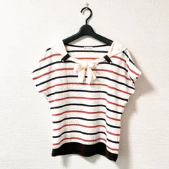 axes femme アクシーズファム マリンテイストブラウス リボン ボーダー Mサイズ アイボリー ポリエステル 春夏 ロリータ 量産型