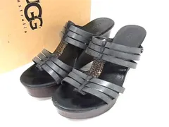 UGG アグ レザー サンダル ミュール 表記サイズ 7 (約24.0cm) 靴 シューズ レディース ブラック系×ブラウン系 DG6910