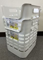 【お得な2点セット！新品未使用品！】天馬 竿にかけられるバスケット  Lサイズ  ホワイト/グレー×2点セット