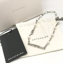 新品未使用 ANTEPRIMA アンテプリマ ロゴ フェイクパール ネックレス チョーカー シルバー アクセサリー レディース 箱付き m14756