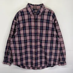 古着 90's/90年代 エディーバウアー Eddie Bauer 長袖シャツ ボタンダウン チェック柄 アウトドア L  レッド メンズ