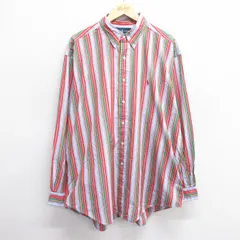 XL/古着 ラルフローレン 長袖 ブランド シャツ メンズ 90s ワンポイントロゴ BLAKE 大きいサイズ ロング丈 コットン ボタンダウン 紺他 ネ