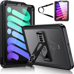 【特価商品】7/6 mini iPad iPad iPad 作業場等にも活躍 水場 防水ケース 防水ケース 水場 キッチン お風呂 アウトドア ストラップ付き スタンド機能 安心感 全面保護 耐衝撃 防塵 完全防水 (8.3インチ) IP68 アイパッドカバー