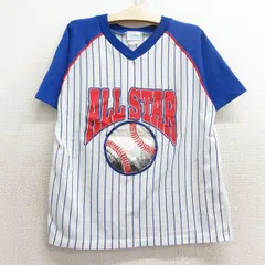 古着 半袖 ビンテージ シャツ キッズ ボーイズ 子供服 90s オールスター 野球 ベースボール ラグラン メッシュ地 Vネック 白他 ホワイト ス