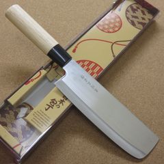 関の刃物 菜切り包丁 16cm (160mm) 濃州正宗作 ステンレス刃物鋼 白木ハンドル 両刃包丁 家庭用 野菜切り 千切り かつらむき 日本製