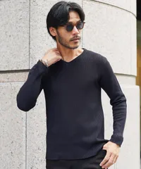 新品 未使用 JIGGYS SHOP(ジギーズショップ)コットンタッチテレコニット 215701 aネイビー