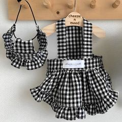 帽子付きチェック柄ワンピース スカート チェック 帽子 おしゃれ かわいい
