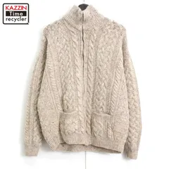 00s ケーブル編み ジップアップ ウール ニットセーター メンズ 表記Lサイズ