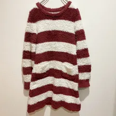 gelato pique ジェラート ピケ　レディース　ワンピース　ルームウェア　パジャマ　クリスマス限定　ひざ丈 ～ ミモレ丈　長袖　クルーネック　ボーダー　総柄　もこもこ　レッド系　ホワイト　バイカラー　カジュアル　かわいい　SU408h838