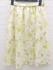 ◇ YECCA VECCA イェッカ ヴェッカ 花柄 膝下丈 フレア スカート FREE ホワイト イエロー *  【1002799398954】