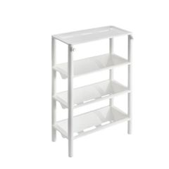 【在庫セール】お風呂 小物収納 調味料ラッ プラスチック 組み立て 28.3x13x46.5cm 隙間収納 浴室用ラック 洗面台 コーナーラック 4段 すきま収納 雑物 リスシャンプーボトルラック 整理ラック 浴室収納ラック 省スペース 4層収納棚 AooYo