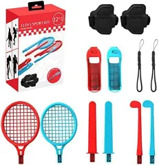 [新品※未使用] ANTIJI ニンテンドー スイッチスポーツ用アクセサリ【12-in-1】取り外し可能セット Nintendo Switch Sports用周辺機器 Joy-Conアタッチメント レッグバンド/テニスラケット/真剣などの道具を使って、スポ
