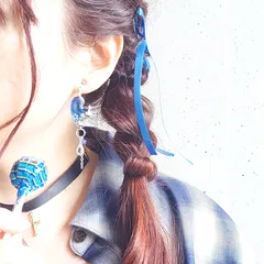 推し活 アクセサリー 概念グッズ イヤリング 痛くない ハート おしゃれ 大ぶり レディース 【 ハートウイング サファイアカラー ブルー 青 】