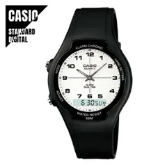 【即納】CASIO STANDARD カシオ スタンダード アナデジ チプカシ ホワイト×ブラック AW-90H-7B 腕時計 メンズ レディース CASIO専用ケース付き！
