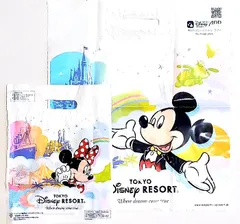 ディズニー　お買い物袋　5枚　M2枚、S3枚　☆ギフト用に♪　ミッキー　ミニー　ラッピング　東京ディズニーリゾート限定