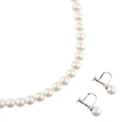 真珠 イヤリングセット 6.4～6.9ｍｍ パール レディース 27.7g ネックレス