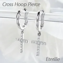 ピアス 10k 揺れる クロス ダイヤモンド フープ レディース ダイヤ 中折れ 十字架 ブラ 0.2カラット 10金 k10 ゴールド 30日以内に発送