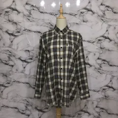 美品<!-利用不可文字-!>　ミチコロンドン　MICHIKO LONDON 長袖シャツ　【L】　青　オレンジ　チェック　ダウンボタン　オシャレ　シンプル　上品　大人　キレイ　オールシーズン　春　夏　秋　冬