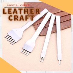 レザークラフト工具菱目打ち4本セット4mmピッチ ツールハンドメイドツール