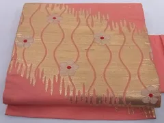 平和屋着物■アンティーク　大正ロマン　九寸名古屋帯　立涌花文　金糸　正絹　逸品　A-az4988
