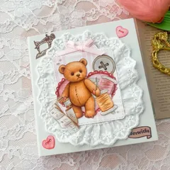 おすそ分けファイル　ジャンクジャーナル コラージュ素材 紙モノ　テディベア　ソーイングデザイン【＃3−3】