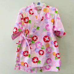お子様用甚平　朝顔柄　130c用　ピンク　Children's Summer Festival Jinbei