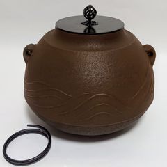 茶釜　波地紋　金森浄栄作　箱なし　茶道具　風炉釜
