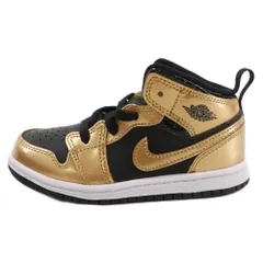 NIKE (ナイキ) TD Air Jordan 1 Mid Glitter TDエアジョーダン1 ミッド グリッター ミッドカットスニーカー キッズ DR6969-071 ゴールド/ブラック US9C/15.0cm