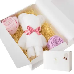 新品 ブルーム 今治タオル タオルベア タオルギフト ベア & お花 かわいい タオル ギフト プレゼント ボックス入り 日本製 (ホワイト)