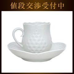マイセン カップ＆ソーサー ホワイト ホワイトレリーフ 美品 陶器 中古
