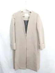 ■ ⊇ STUDIOUS ノーカラー 長袖 ロングコート サイズ1 ベージュ レディース E  【1411280025628】