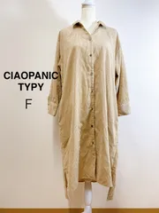 CIAOPANIC TYPY コーデュロイシャツ コーデュロイシャツワンピース 長袖シャツワンピース ロング丈 ベージュ 羽織り レディース ゆったりシルエット F