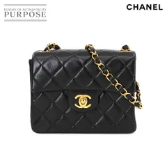 新品同様 シャネル CHANEL ミニ マトラッセ チェーン ショルダー バッグ レザー ブラック A01115 ゴールド 金具 ヴィンテージ 90269761