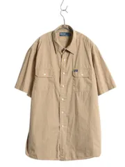 【お得なクーポン配布中!】 00s ポロ ラルフローレン 半袖 シャツ メンズ XL / 古着 オールド コットン 半袖シャツ ポケット付き ワンポイント 大きいサイズ ベージュ