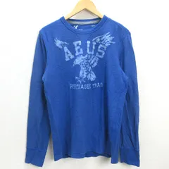 G■アメリカンイーグル/AMERICAN EAGLE ロンT/カットソー【M】青/men's/83【中古】■