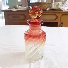 オールド・バカラ 1900年頃 バンブー 大型 1kg 銀装飾色蓋物 激レア