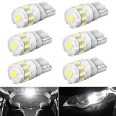 ホワイト 爆光 キャンセラー内蔵 短絡防止 LED 車検対応 無極性 10SMD T10 12V 1.2W BORDAN 6個入り ルームランプ/ポジション/ライセンスランプ/ナンバー灯/メーターランプ