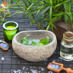 ✨天然石、華道家、緑光小松？御影石グレー？高級花鉢、師範