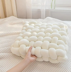 白い織りのクッションクッション 編み込み スローピロー 編み込みクッション もちもち リビングルーム インテリア装飾   クッション枕 分厚い ソファクッション  白 ホワイト