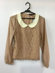 ミッシュマッシュ　ミッシュマッシュ ピンクベージュ ブラウス 前身頃レース 襟薄いベージュ サイズ38