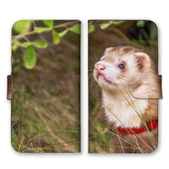 iPhone8 iPhone7  ケース 手帳型 アイフォン8 アイフォン7 スマホケース 携帯ケース フェレット イタチ 動物 アニマル 写真 もふもふ モフモフ 可愛い かわいい 草原 緑 グリーン スマホカバー カラー03
