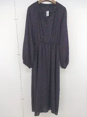 ◇ w closet ダブルクローゼット 花柄 ウエストゴム 長袖 膝下丈 ワンピース サイズF ブラック パープル マルチ レディース  【中古】 【1203280003276】のサムネイル