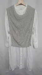 ■ ⊇ Sonny Label URBAN RESEARCH レイヤード風 長袖 ロング丈 ワンピース サイズF ホワイト ライトカーキ レディース E  【1409240040965】