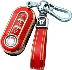 （エイチアンドビー）h&b 互換品エイチアンドビー 汎用 スマートキー カバー キーケース フィアット500 アバルト595 695 キーホルダー FIAT500 ABARTH Panda Punto 赤(レッド, Free Size)