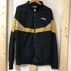 FILA フィラ ナイロンジャケット ブルゾン ロゴプリント CHINA製 メンズ ブラック イエロー