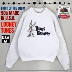 90s USA製/フルーツオブザルーム★ルーニーチューンズ/バッグスバニー★50/50スウェット★FRUIT OF THE LOOM/LOONEY TUNES/BUGS BUNNY★USAメンズM/JPNメンズL  #2412D082