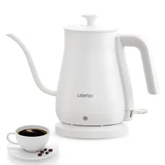 電気ケトル コーヒー ケトル 電気ポット 800ml 湯沸かしケトル 細口ケトル 1000W ステンレス 0.8L 空焚き防止 操作簡単 ハンドドリップ 紅茶 お茶 プレゼント用 ドリップ ポット お祝い 贈り物 ホワイト【ユニバーサルstore】 0
